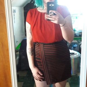 Red and black bodycon dress